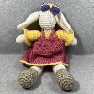 Amigurumi Rabbit 18” Crochet Esther‎ Bunny Easter Decor Pink Yellow Handmade